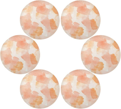 Placemats Set of 4 Peach Pattern Round Table Mats for Kitchen and Dining Washable Place Mats Heat Resistant Table Decoration 15.4 inch