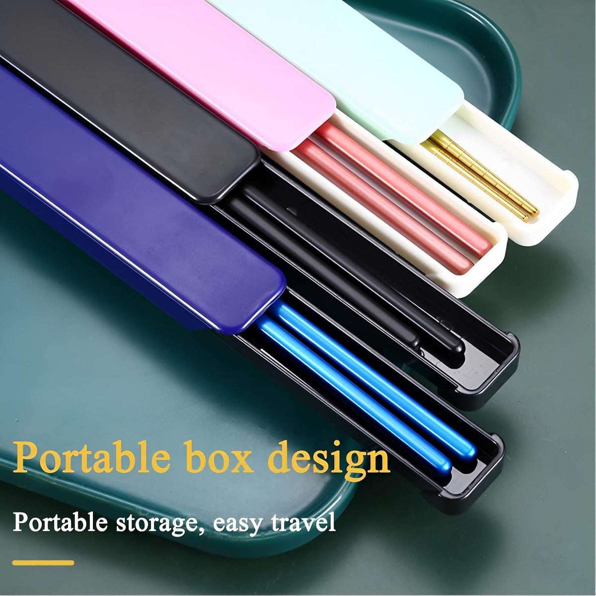Pink Chopsticks Reusable Portable SUS304 Stainless Steel, White Pink,9‘’