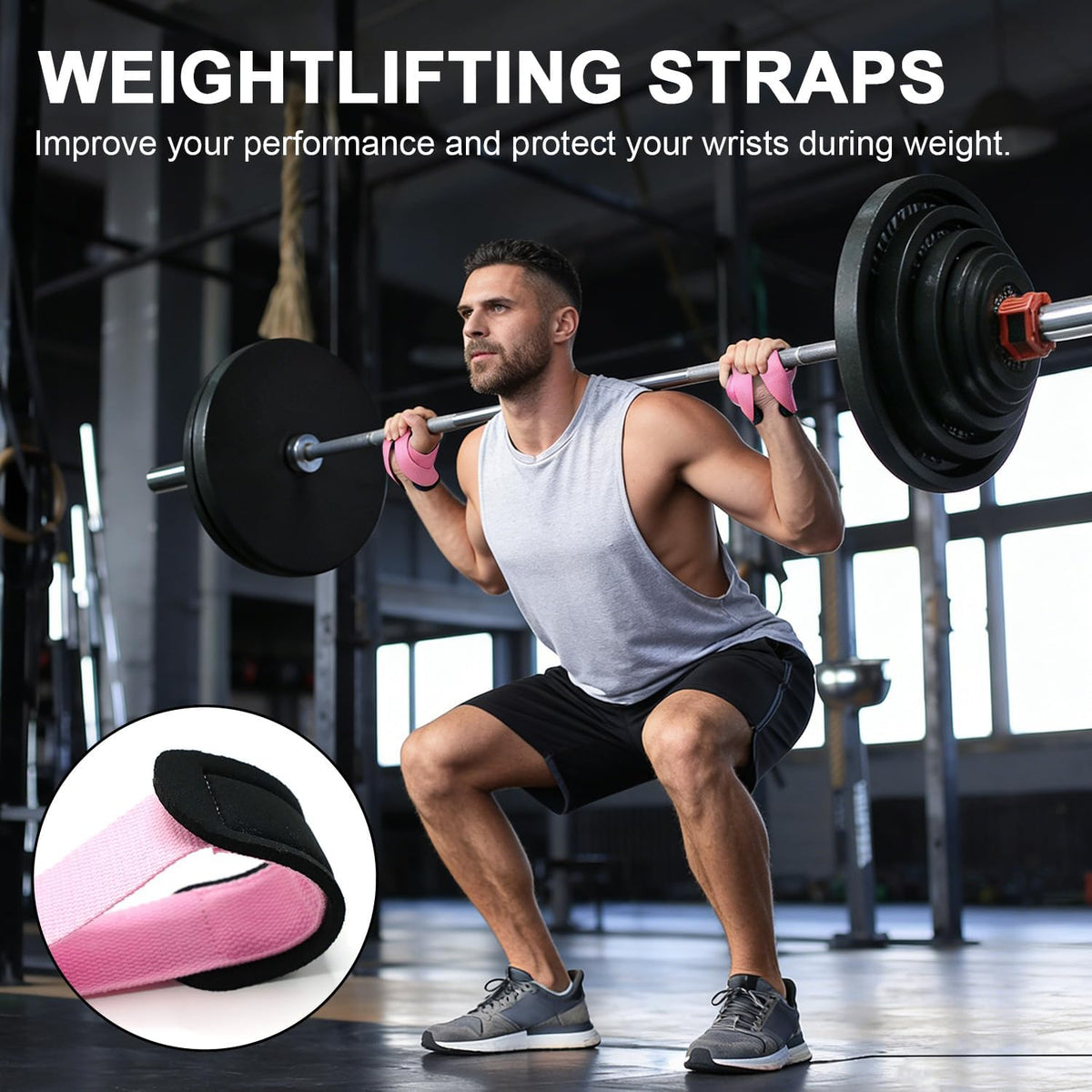 Weight Lifting Straps Anti-Slip Padded Wrist Wraps - Heavy Duty Gym Wrist Support for Deadlift Powerlifting Strength Training - Universal Fit for Men Women