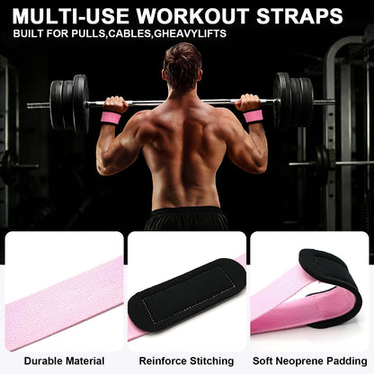 Weight Lifting Straps Anti-Slip Padded Wrist Wraps - Heavy Duty Gym Wrist Support for Deadlift Powerlifting Strength Training - Universal Fit for Men Women