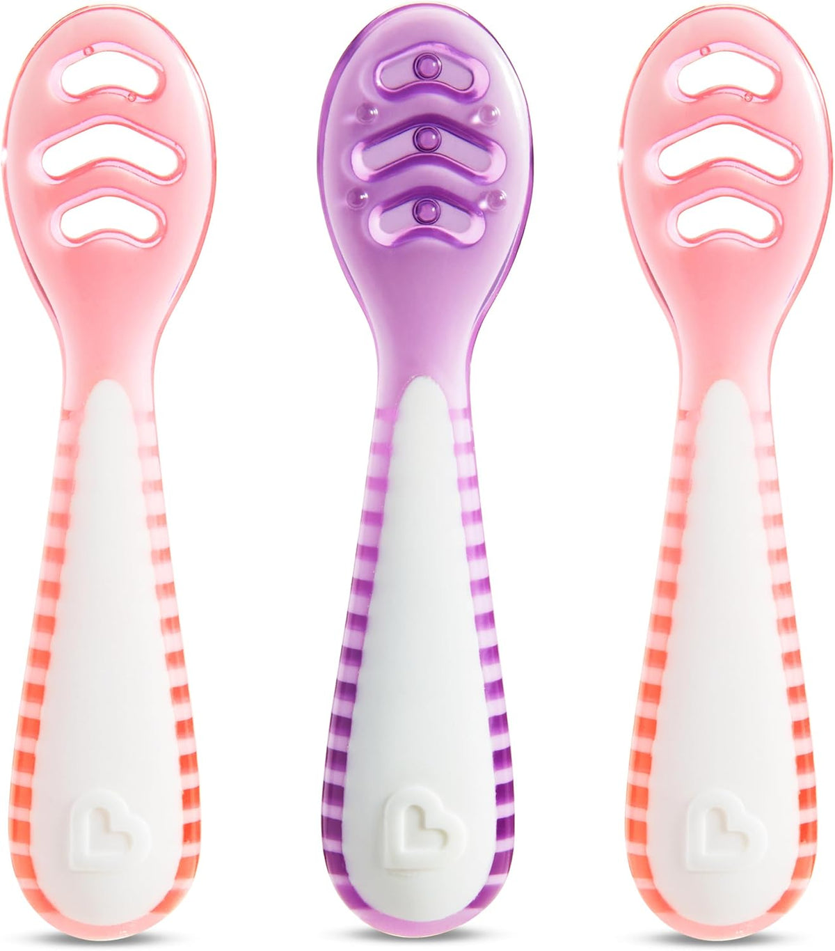 ® Gentle Dip™ Baby Spoons for Self Feeding and Baby Led Weaning, 3 Pack, Pink/Purple