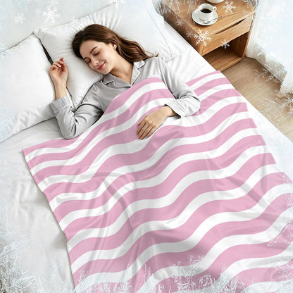 Cooling Blanket 50"x60", Abstract Minimalist Water Ripple Summer Cooling Blanket Breathable Lightweight Ice Blankets Pink White Striped Texture Blankets for Night Sweats