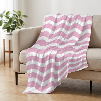 Cooling Blanket 50"x60", Abstract Minimalist Water Ripple Summer Cooling Blanket Breathable Lightweight Ice Blankets Pink White Striped Texture Blankets for Night Sweats