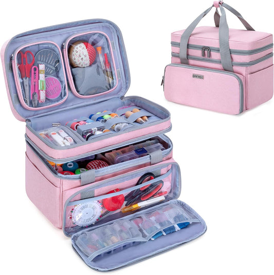 Double Layer Sewing Accessories Organizer, Pink