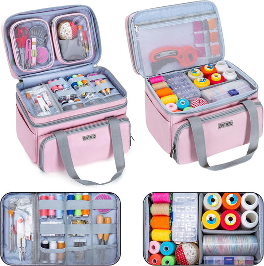Double Layer Sewing Accessories Organizer, Pink