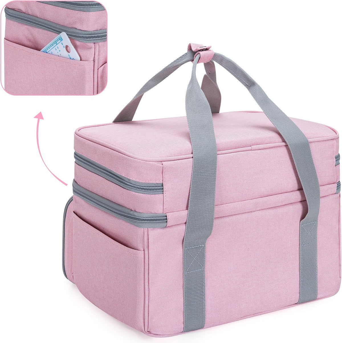 Double Layer Sewing Accessories Organizer, Pink