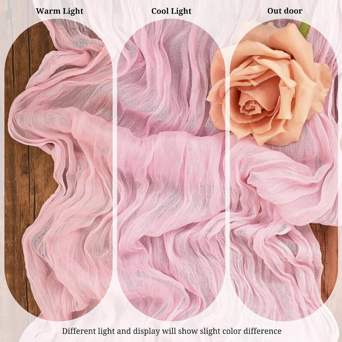 6 Pack Light Pink Table Runner 17x108 Inch Cheesecloth Table Runner Boho Gauze Table Runners Romantic Rustic Sheer Fabric Cheese Cloth Table Runners for Wedding Party Baby Shower Birthday Home Decor
