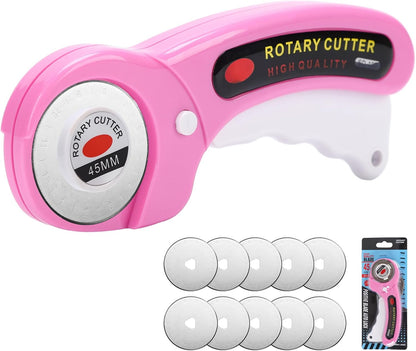 Rotary Cutter for Fabric, 45mm Rotary Cutters Kit with Extra 10 Blades