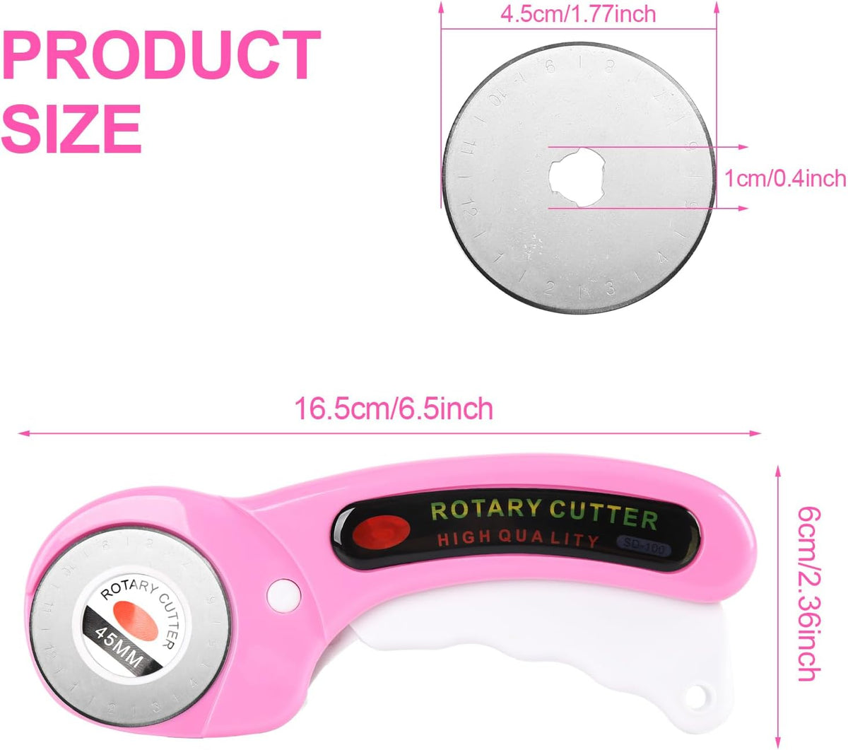 Rotary Cutter for Fabric, 45mm Rotary Cutters Kit with Extra 10 Blades