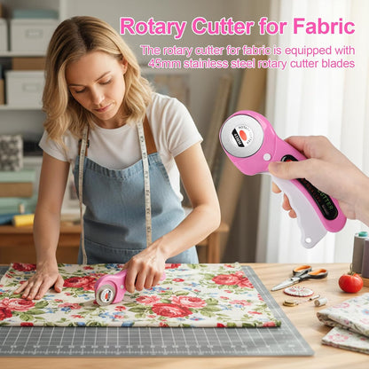 Rotary Cutter for Fabric, 45mm Rotary Cutters Kit with Extra 10 Blades