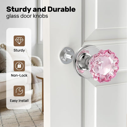 Pink Crystal Glass Dummy Door Knobs Glass Door Knobs Interior
