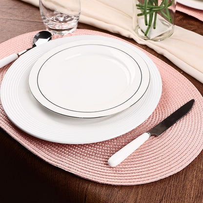 Placemats Set of 6 for Dining Table Washable Woven Non-Slip 18x12 inches Placemat Heat-Resistant Durable Table Mats for Dining Table Easy to Clean(Pink)
