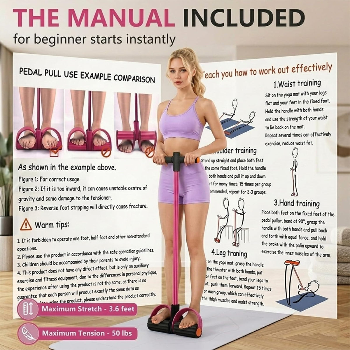 Multifunction Pedal Resistance Band with Handles