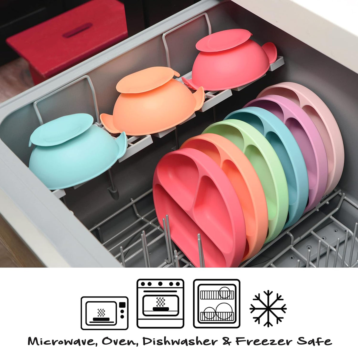 Unbreakable Silicone Non-Slip Bowl and Chew Spoon Set for Babies and Toddlers (Pink)