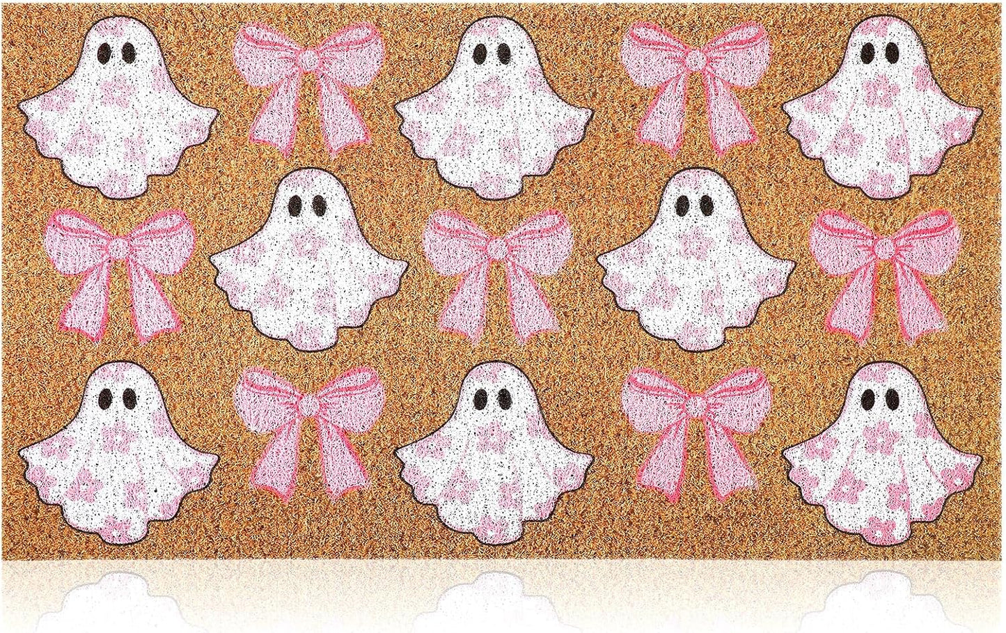Halloween Doormats Pink Ghost Bow Floral Outdoor Non-Slip Doormat