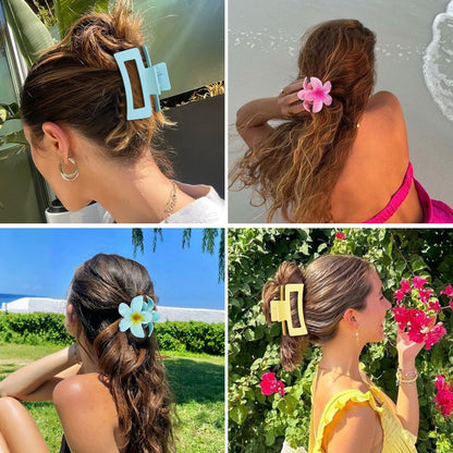 Flower Hair Clips for Women, Square Claw Clips for Girls 6 PCS - Pink