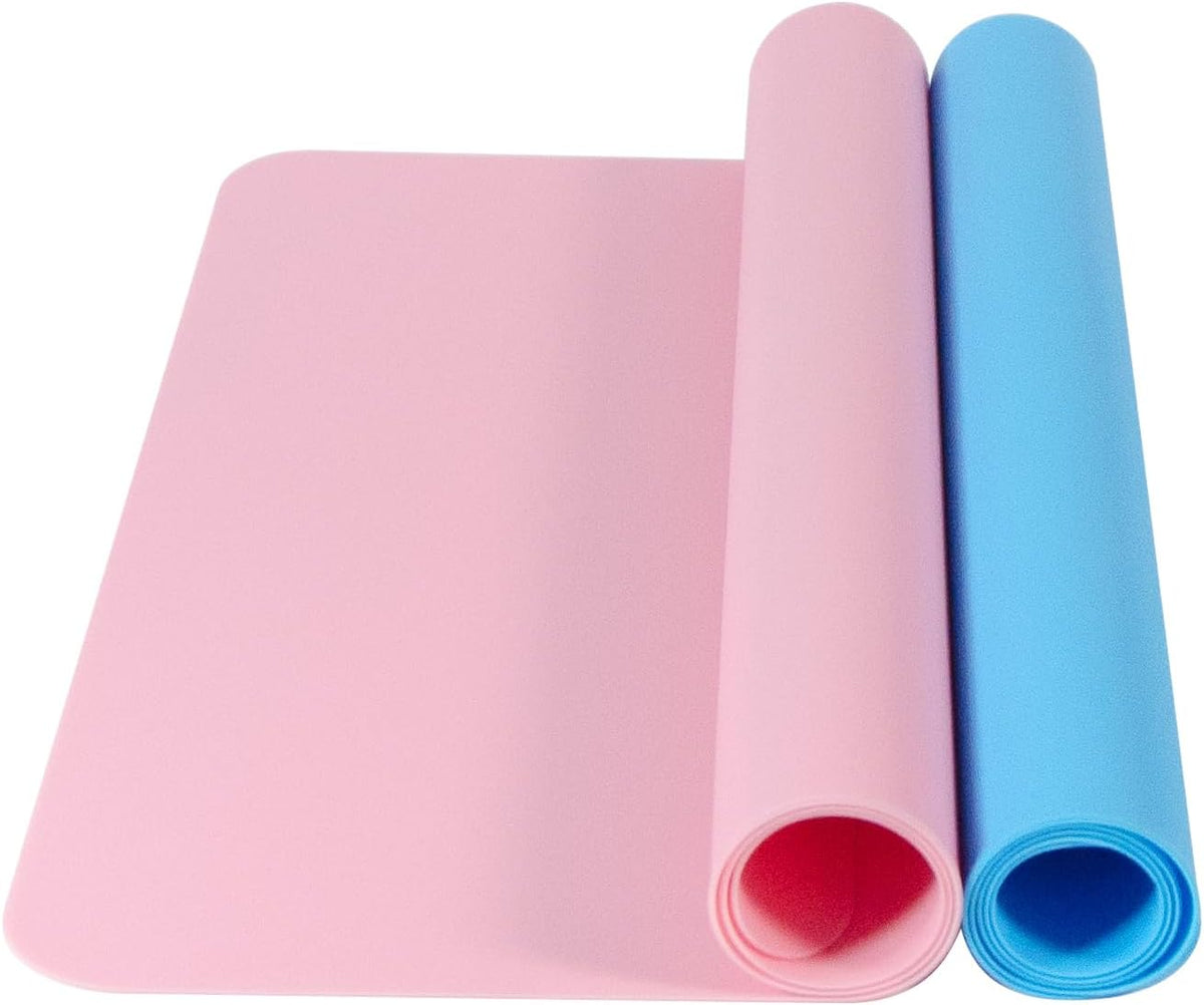 2 Pack Silicone Craft Mats for Resin, Paint and Clay, 15.7 x 11.8 inches (2, Blue/Pink)