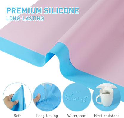2 Pack Silicone Craft Mats for Resin, Paint and Clay, 15.7 x 11.8 inches (2, Blue/Pink)
