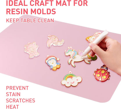 2 Pack Silicone Craft Mats for Resin, Paint and Clay, 15.7 x 11.8 inches (2, Blue/Pink)