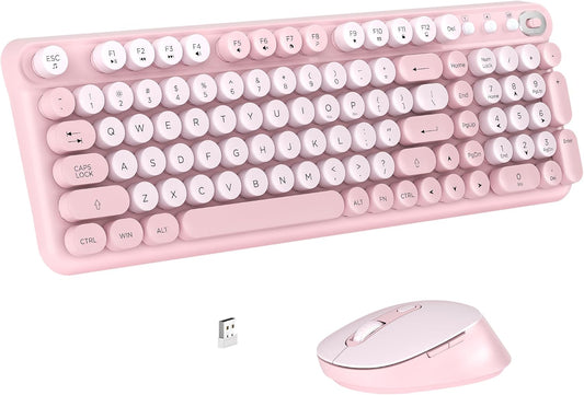 + Wireless Keyboard and Mouse Combo, Full Sized (Pink)