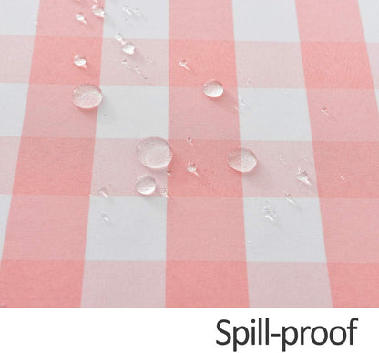 Round Checkered Tablecloth Spillproof Wrinkle Free Heavy Weight Gingham Table Cloth for Circular Table Cover Buffalo Plaid for Buffet Banquet Parties Holiday Dinner 70 Inch Pink and White