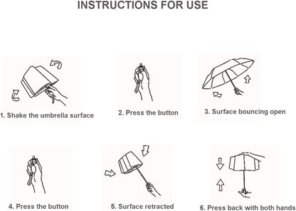 Automatic Anti-UV Folding Golden Parasol Umbrella Small Lightweight Compact Sun & Rain Umbrella