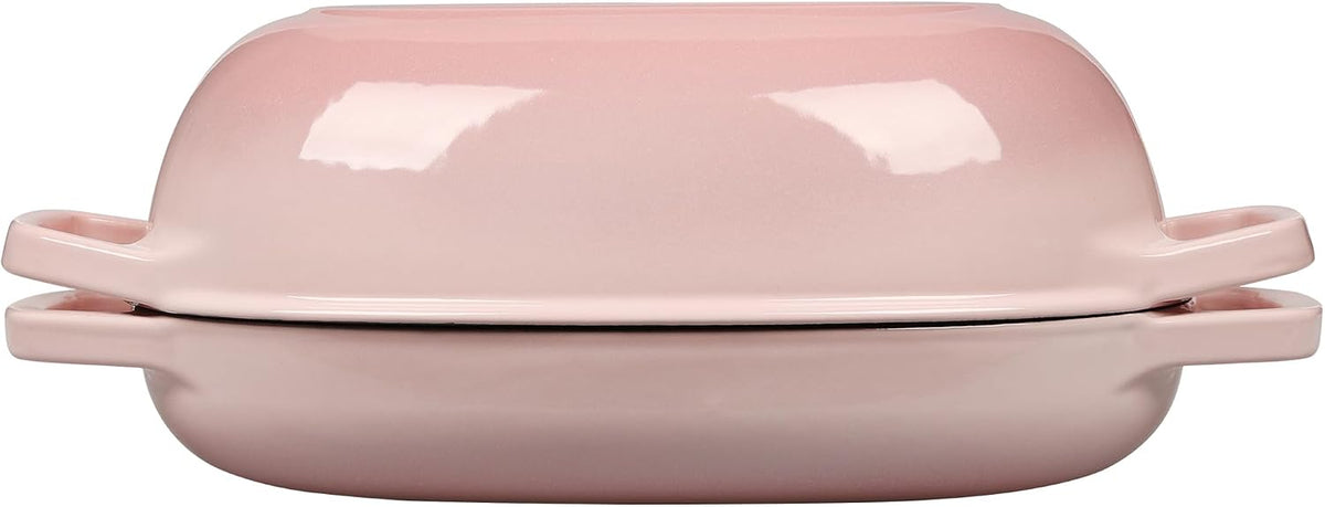 EDGING CASTING Enameled Cast Iron Oval Dutch Oven Pot with Lid, Dutch Oven for Sourdough Bread Baking, Bread Oven, Bread Dutch Oven, Oval Bread Pan, 5qt, Pink