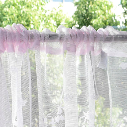Kitchen Curtains Valance Pink Lace Floral Semi Sheer Curtain