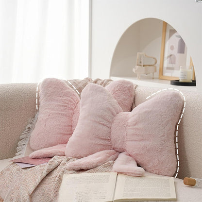 Cute Bowknot Throw Pillows Bow Decorative Pillow 12 x 9 inch Aesthetic Home Decor Knot Plush Pillows Soft Seat Cushions for Couch Bow Room Decor Light Pink