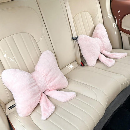Cute Bowknot Throw Pillows Bow Decorative Pillow 12 x 9 inch Aesthetic Home Decor Knot Plush Pillows Soft Seat Cushions for Couch Bow Room Decor Light Pink