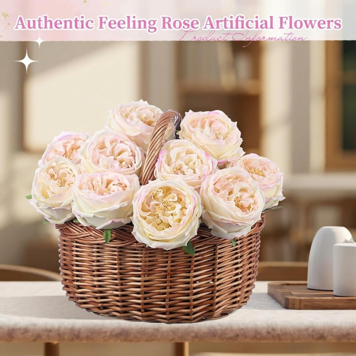 Daifunli 10pcs Peonies Artificial Realistic Touch Flowers, Flesh Pink