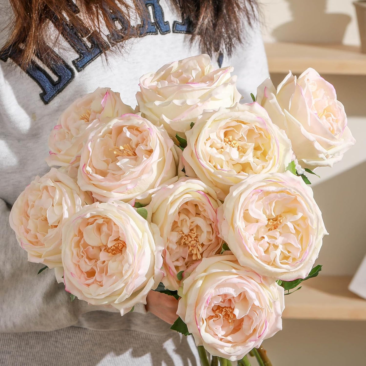 Daifunli 10pcs Peonies Artificial Realistic Touch Flowers, Flesh Pink
