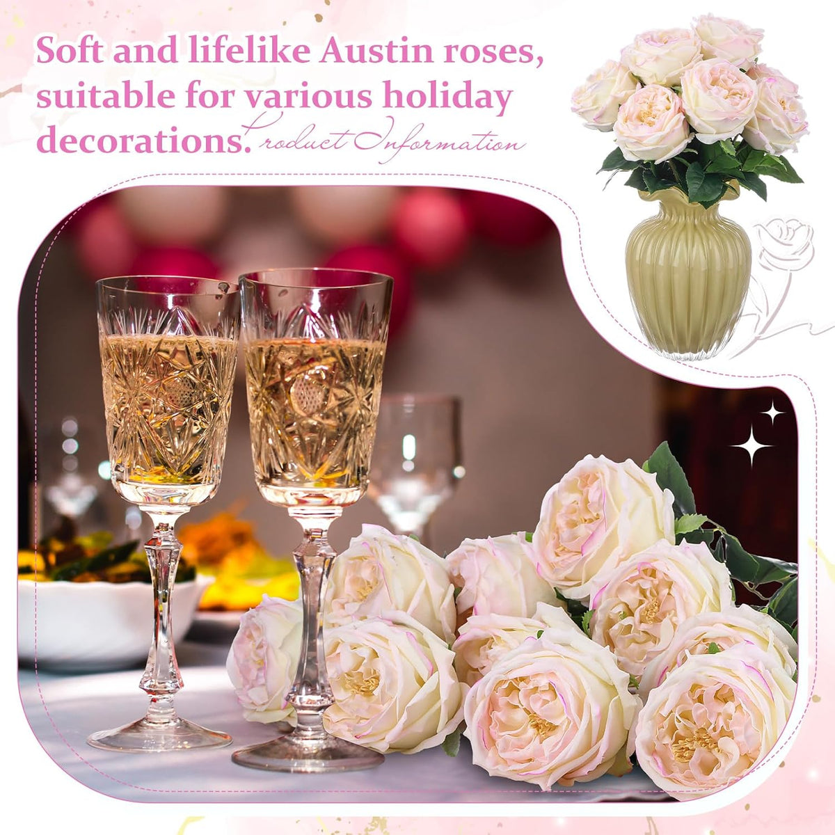 Daifunli 10pcs Peonies Artificial Realistic Touch Flowers, Flesh Pink