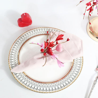 Heart Flower Napkin Rings Set of 6, Valentine's Day Red Pink Floral Heart Shape Artificial Leaves Napkin Holders Table Decor for Valentines Wedding Anniversary Birthday Party Decoration Supplies