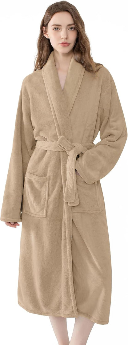 Soft Robe For Women，Warm Plush Bath Robes Female，Spa Towel After Shower Lightweight Long Bathrobe