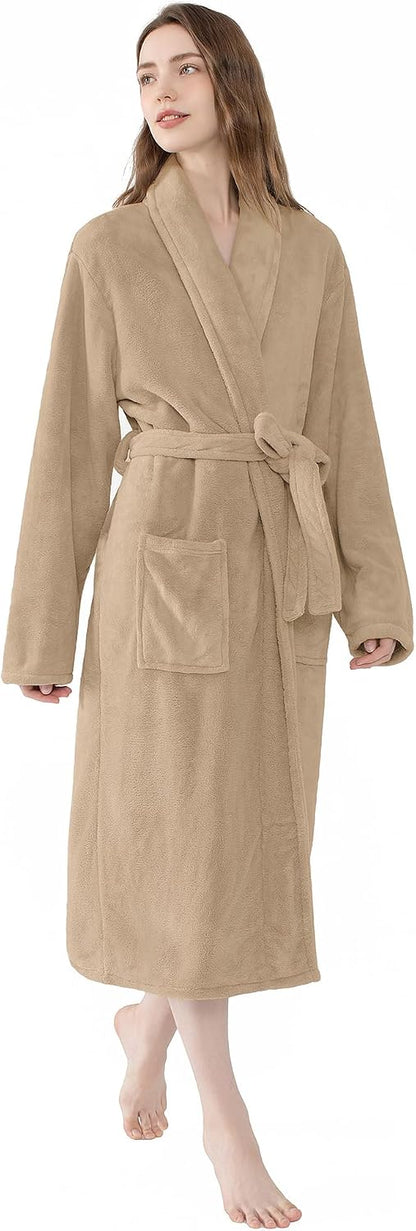 Soft Robe For Women，Warm Plush Bath Robes Female，Spa Towel After Shower Lightweight Long Bathrobe