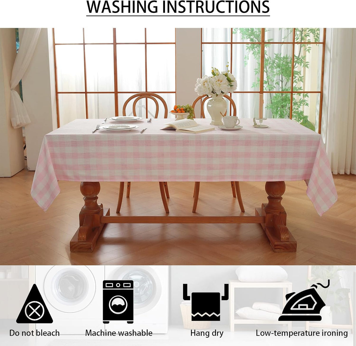 Gingham Tablecloths Rectangular Washable Picnic Table Cover 55”x 70”