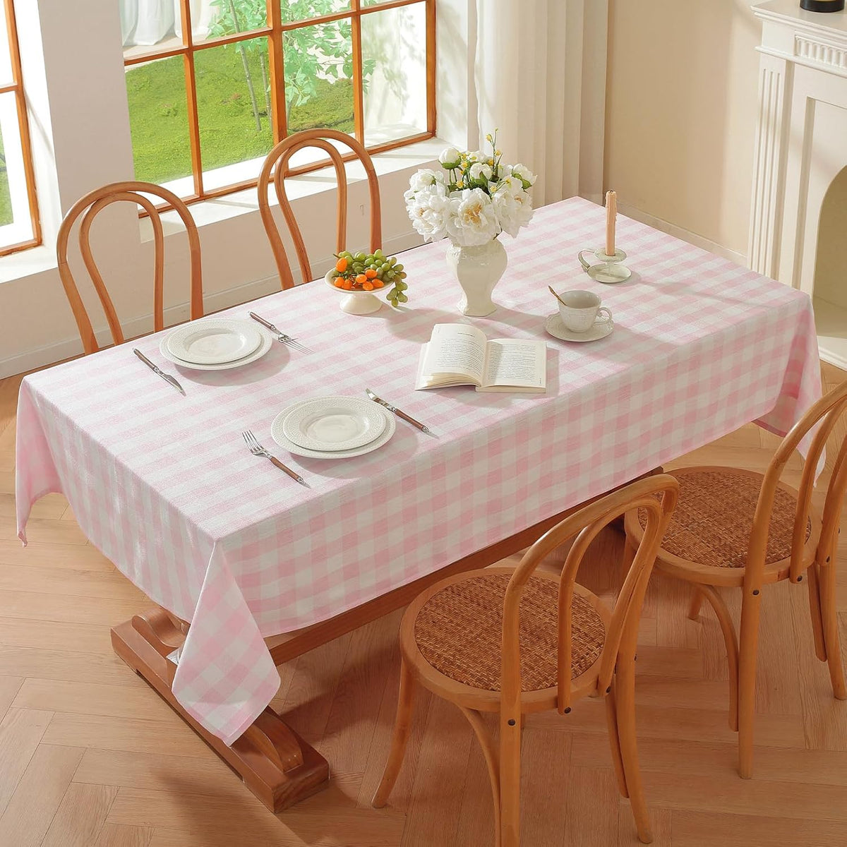 Gingham Tablecloths Rectangular Washable Picnic Table Cover 55”x 70”