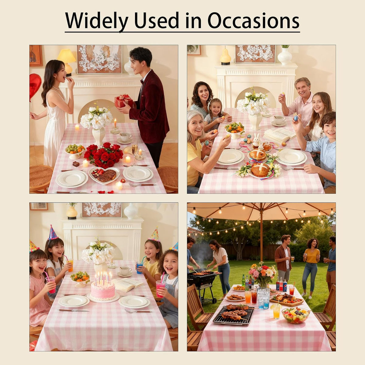 Gingham Tablecloths Rectangular Washable Picnic Table Cover 55”x 70”