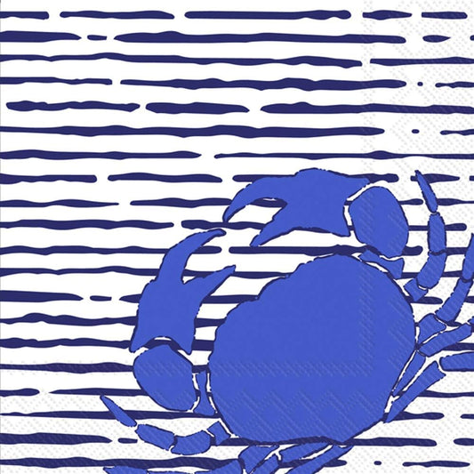 Boston International IHR 3-Ply 20-Count Cocktail Beverage Paper Napkins, 5 x 5-Inches, Waterline Crab