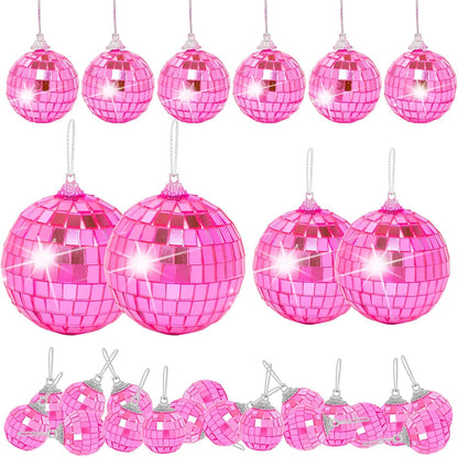Mini Pink Disco Ball Ornaments: 28 Pack Hanging Disco Balls Decorations