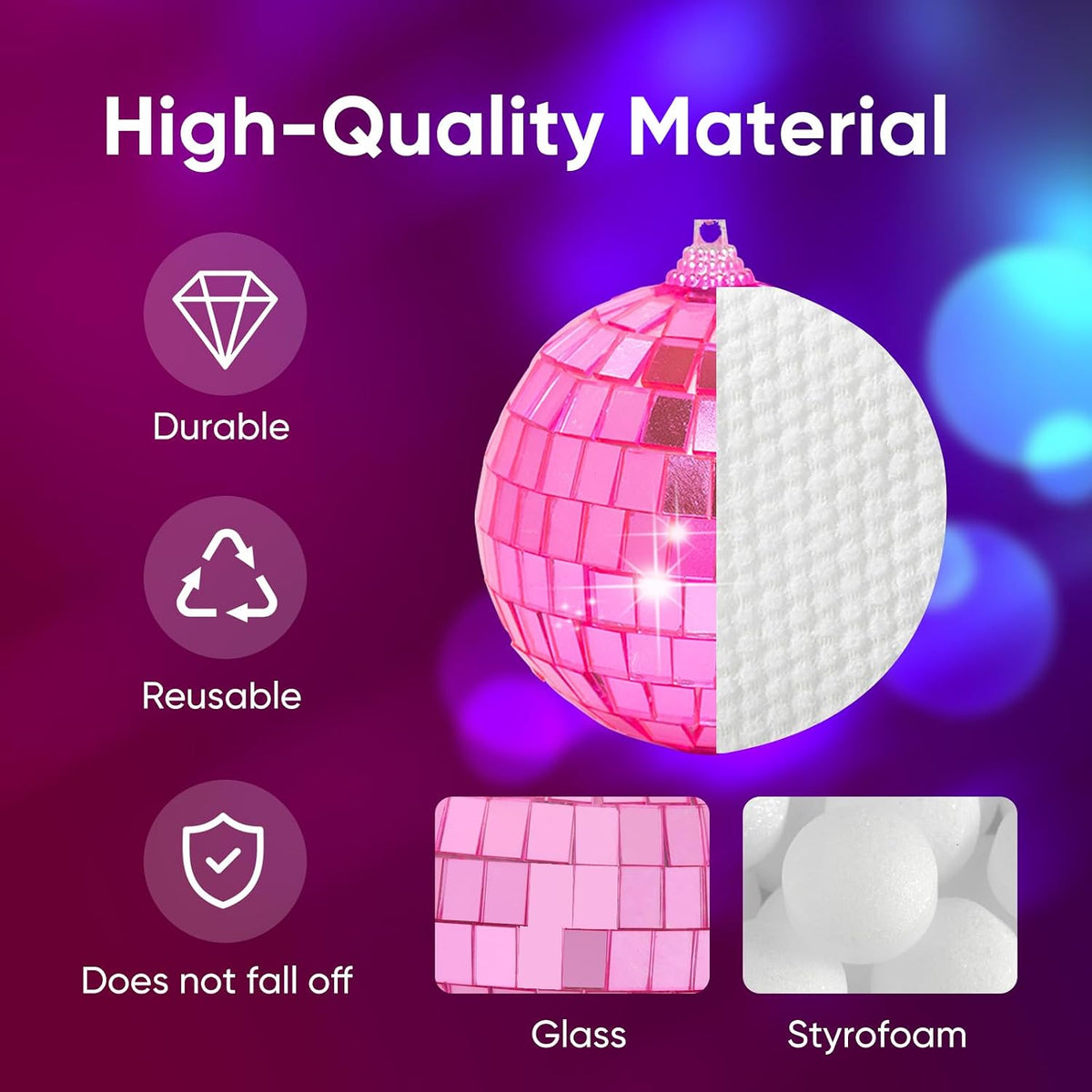 Mini Pink Disco Ball Ornaments: 28 Pack Hanging Disco Balls Decorations