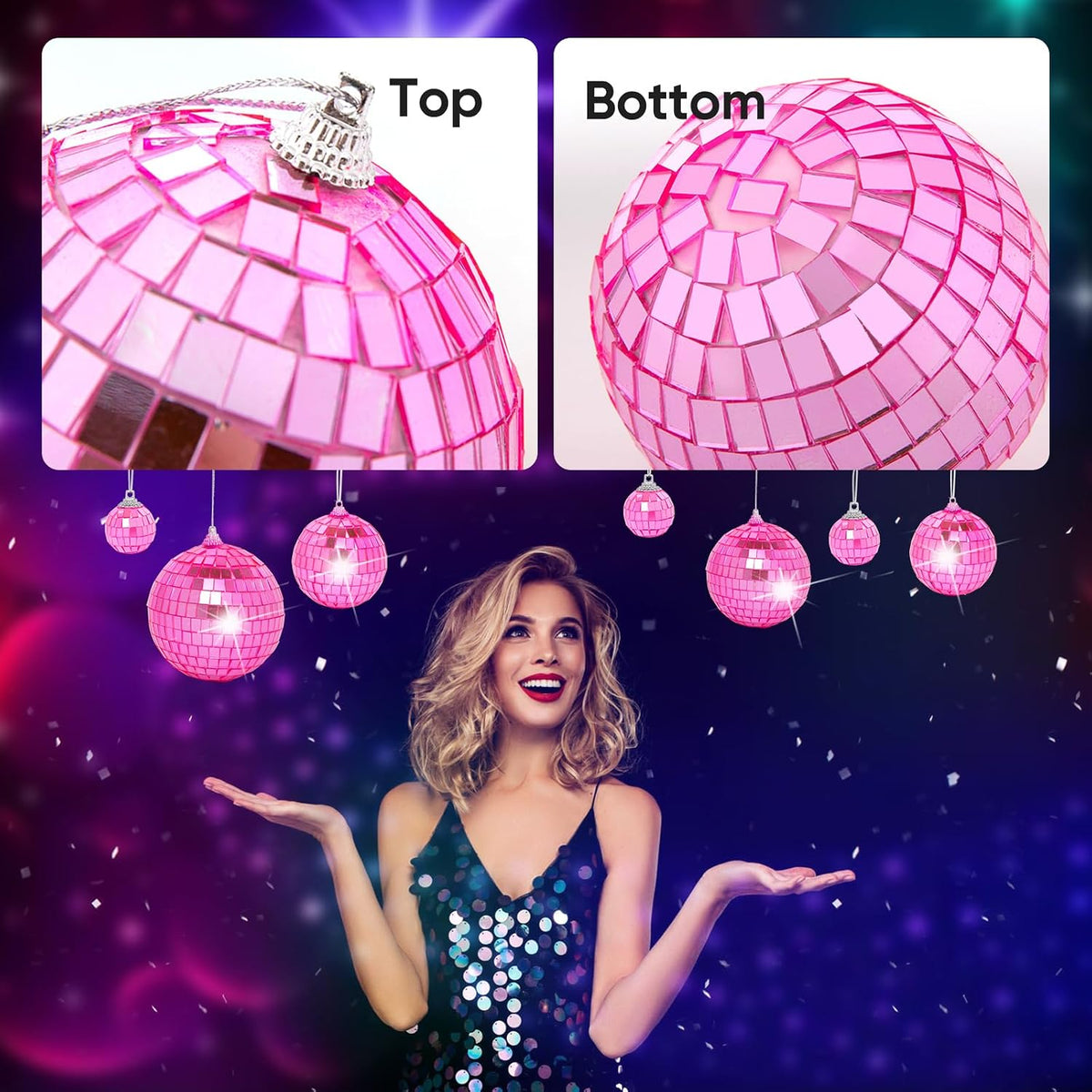 Mini Pink Disco Ball Ornaments: 28 Pack Hanging Disco Balls Decorations