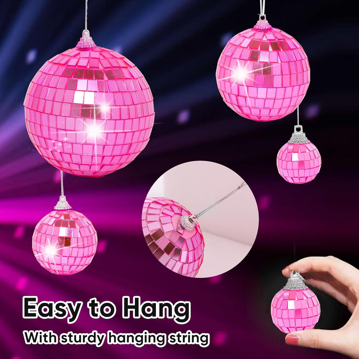 Mini Pink Disco Ball Ornaments: 28 Pack Hanging Disco Balls Decorations