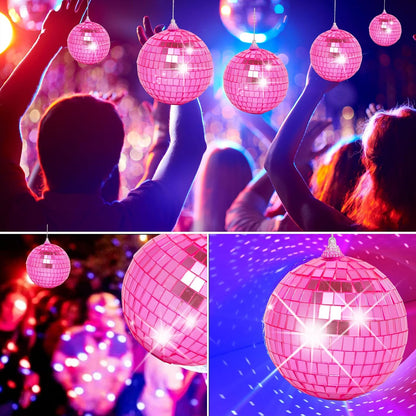 Mini Pink Disco Ball Ornaments: 28 Pack Hanging Disco Balls Decorations