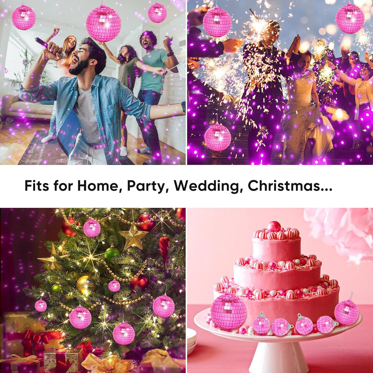 Mini Pink Disco Ball Ornaments: 28 Pack Hanging Disco Balls Decorations