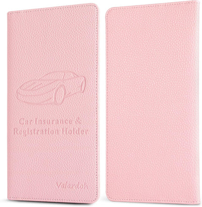 Premium Car Registration and Insurance Card Holder, Car Document Holder for Cards, Driver License & other Essential Documents (Pink)