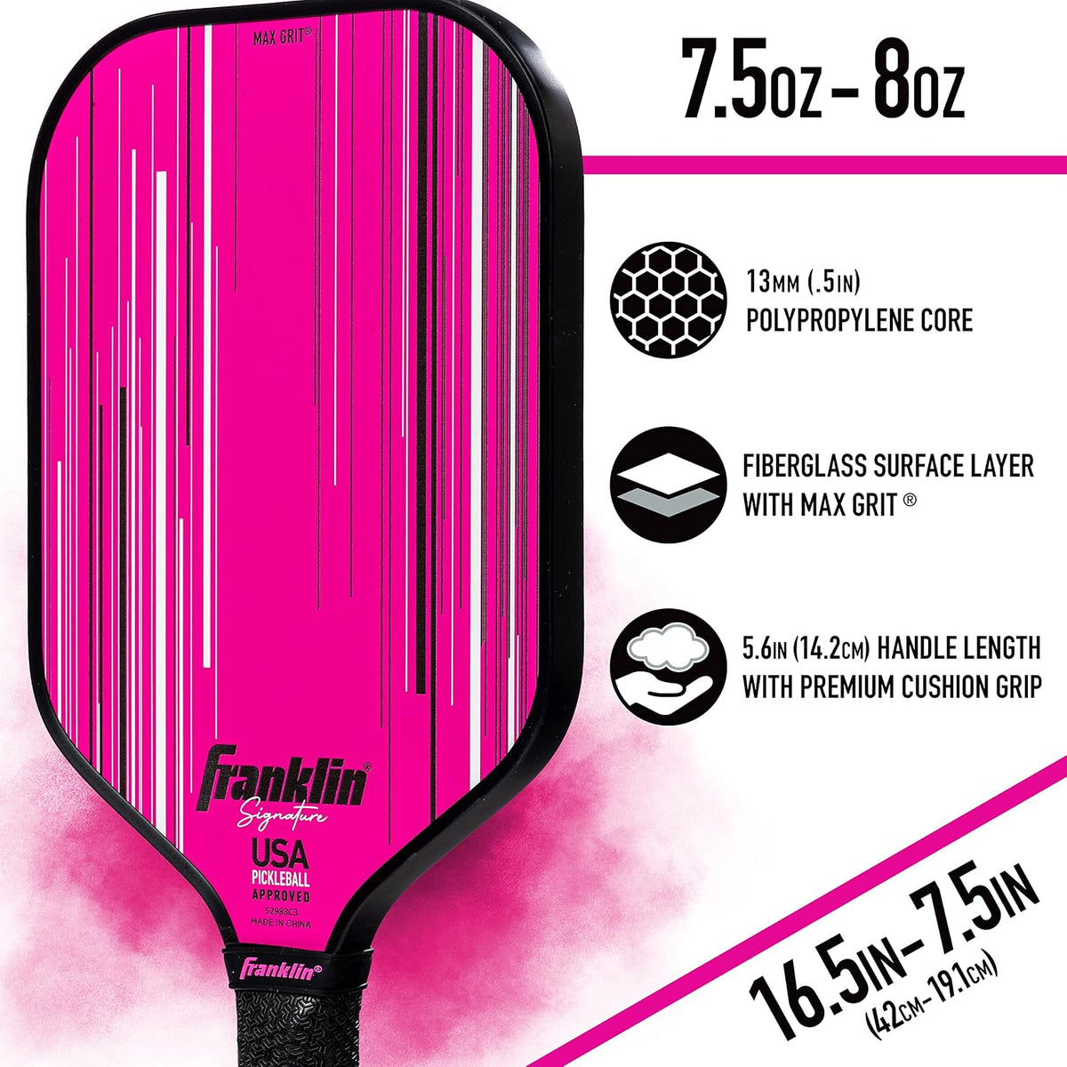 Pro Pickleball Paddles - Signature Series Pro Pickleball Paddle with MaxGrit Surface - USA Pickleball (USAPA) Approved Tournament Pickleball Paddles - 13mm + 16mm Polypropylene Cores