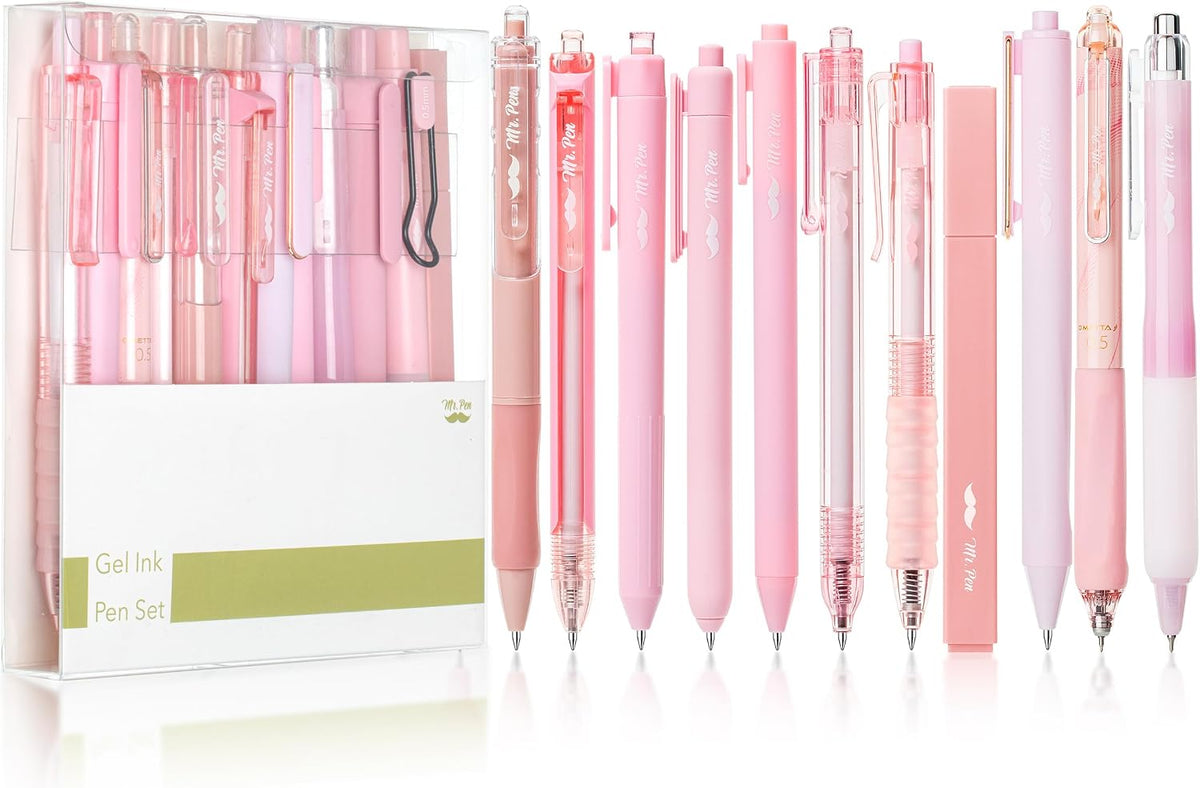 Pink Gel Pens Set, 12 Pack
