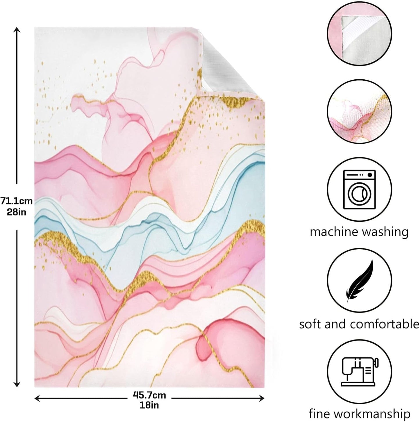Art Pastel Pink Golden Sage Dish Towels Set Kitchen Decor Cute Tea Towels Rags Washcloths Absorbent Soft 18 x 28 Inch, 6 Packs
